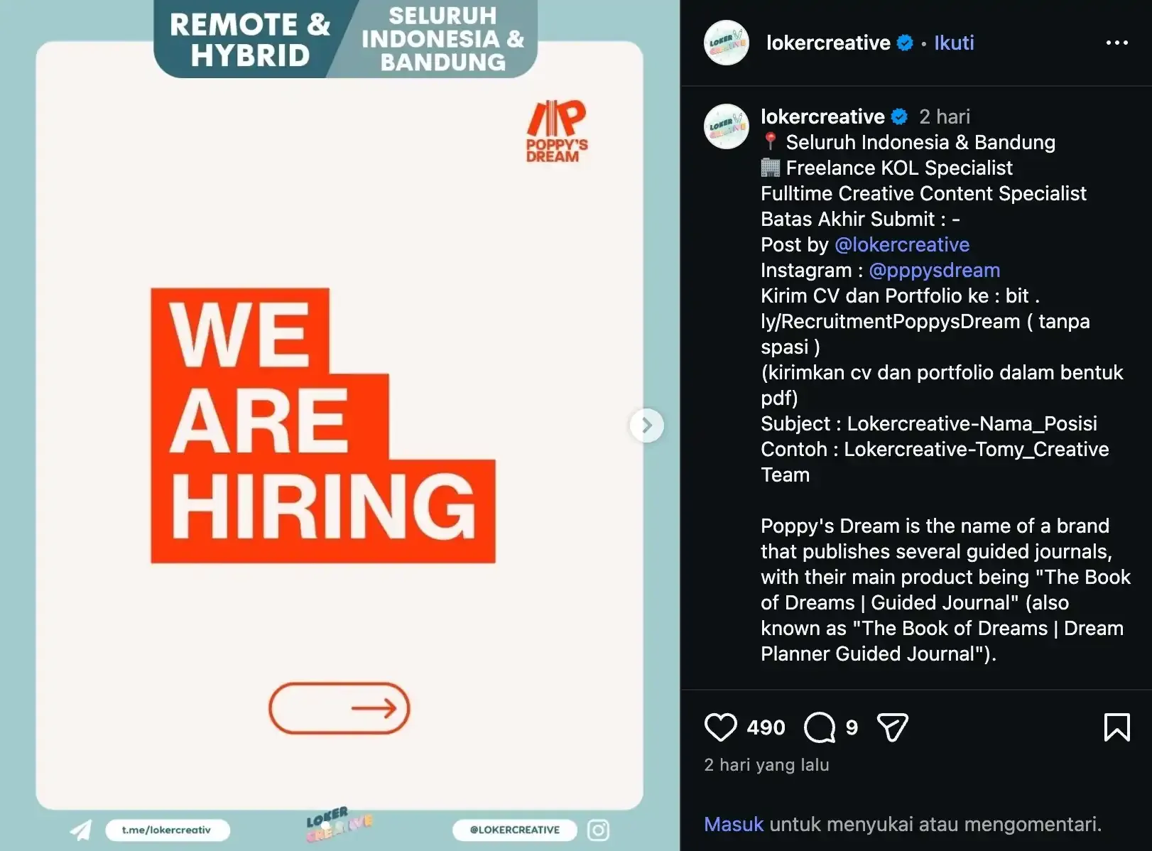 28. Contoh Lowongan Pekerjaan di Instagram.webp