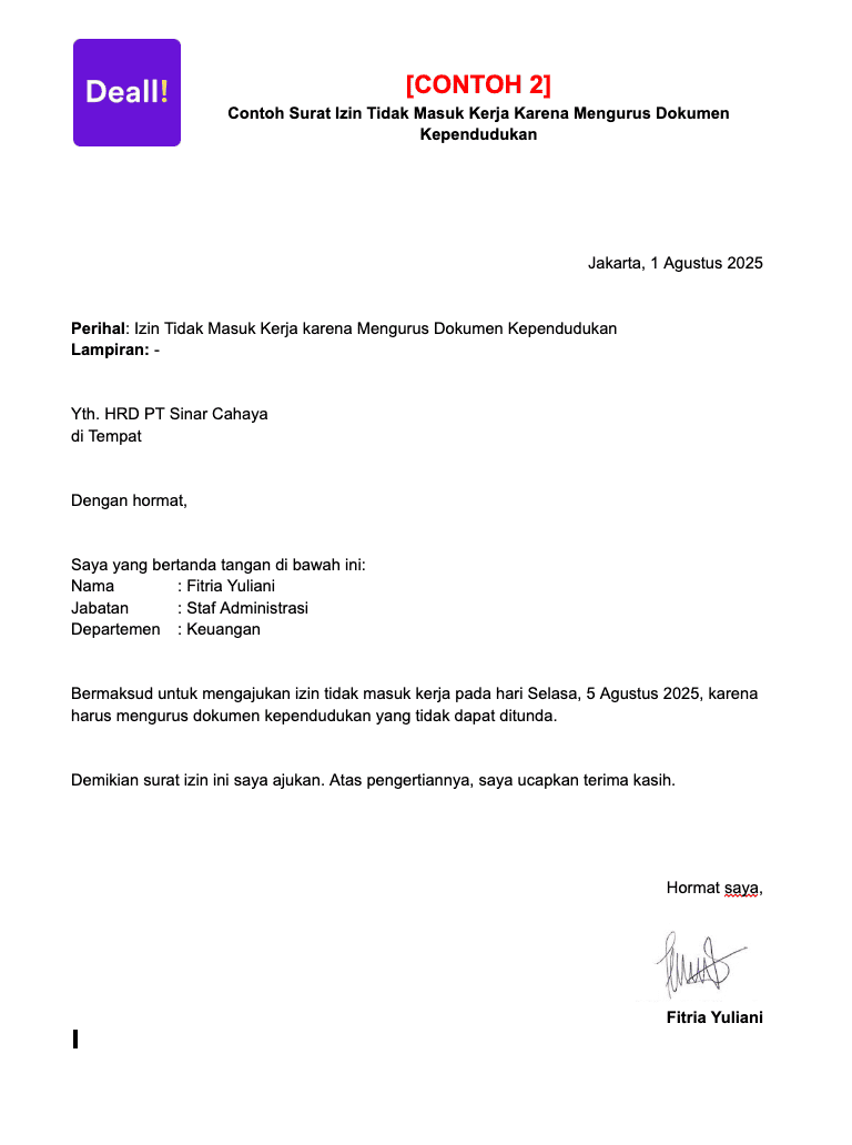 2. Contoh Surat Izin Tidak Masuk Kerja Karena Mengurus Dokumen Kependudukan.png