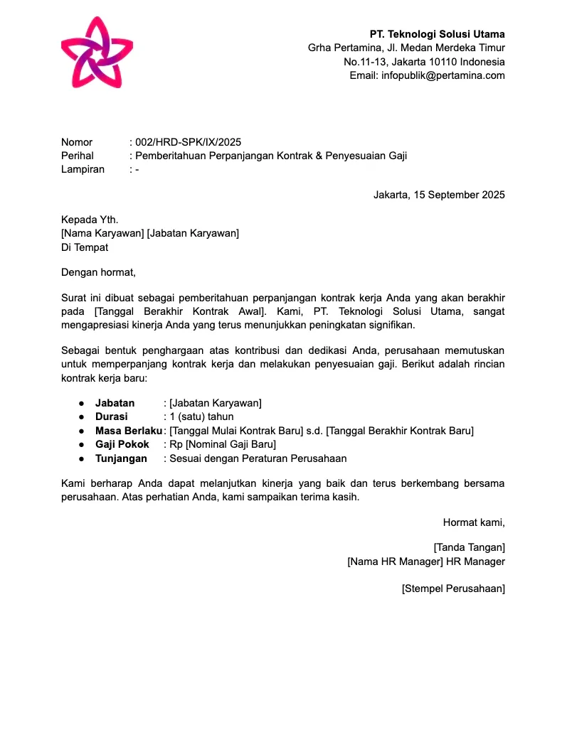 2. Contoh Surat Perpanjangan Kontrak Kerja dengan Kenaikan Gaji.webp