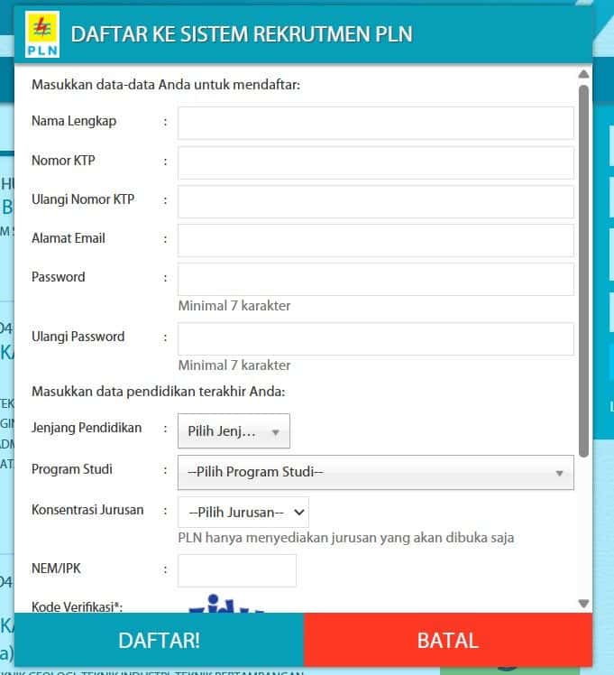 cara daftar rekrutmen nasional PLN Group 2025