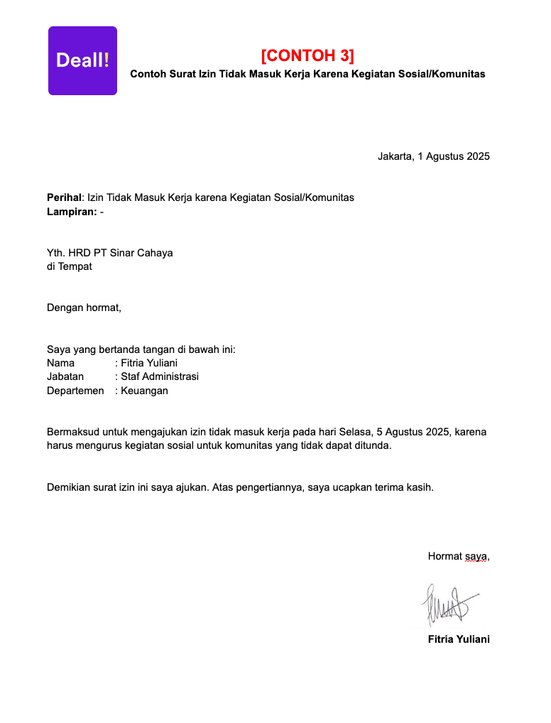 3. Contoh Surat Izin Tidak Masuk Kerja Karena Kegiatan Sosial atau Komunitas.png