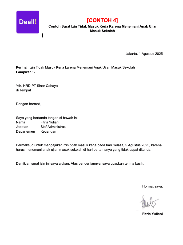 4.  Contoh Surat Izin Tidak Masuk Kerja Karena Menemani Anak Ujian Masuk Sekolah.png