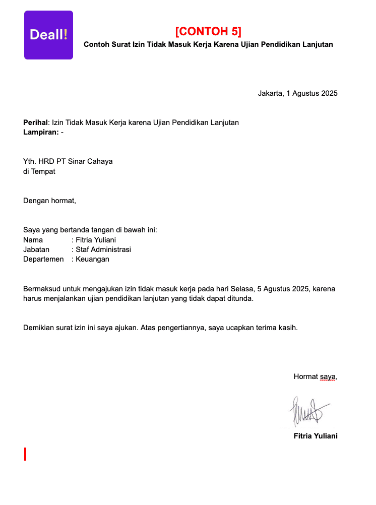 5. Contoh Surat Izin Tidak Masuk Kerja Karena Ujian Pendidikan Lanjutan.png