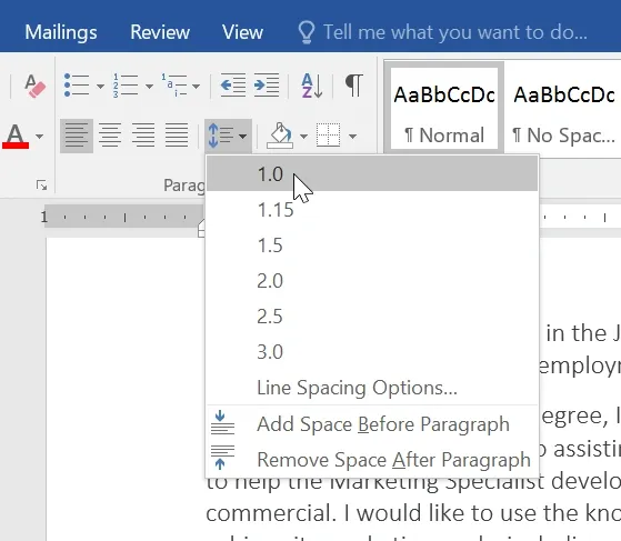 cara mengatur spasi di word