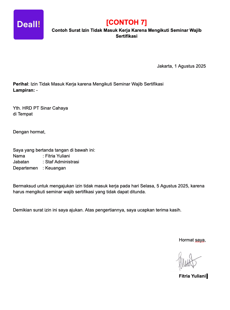 7. Contoh Surat Izin Tidak Masuk Kerja Karena Mengikuti Seminar Wajib Sertifikasi.png