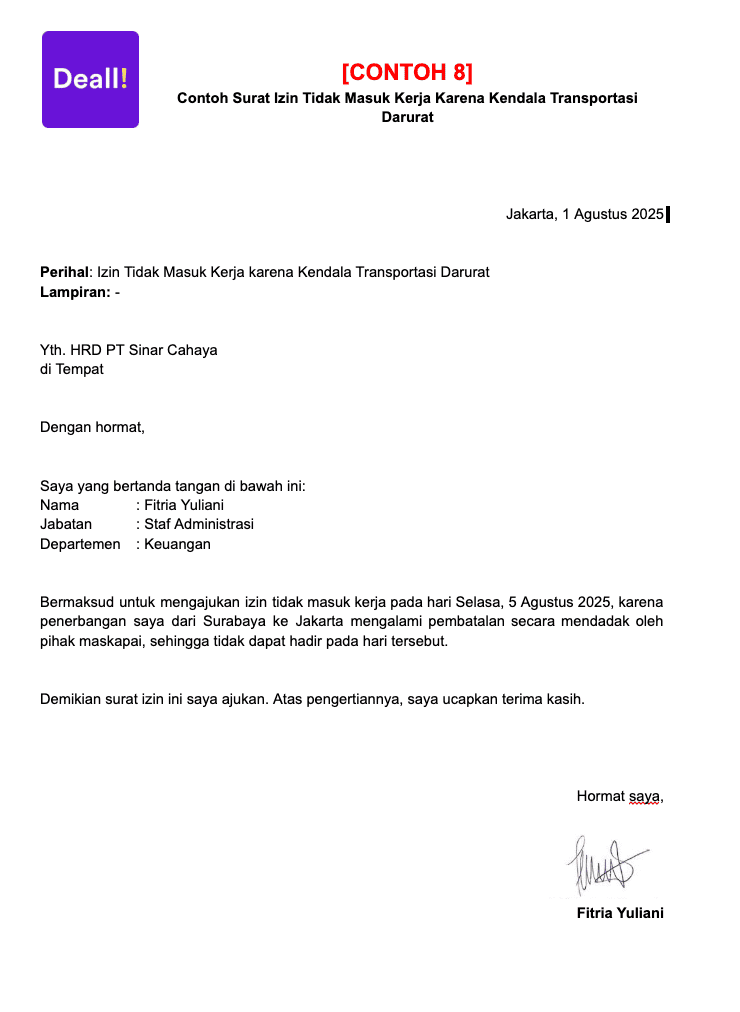 8. Contoh Surat Izin Tidak Masuk Kerja Karena Kendala Transportasi Darurat.png