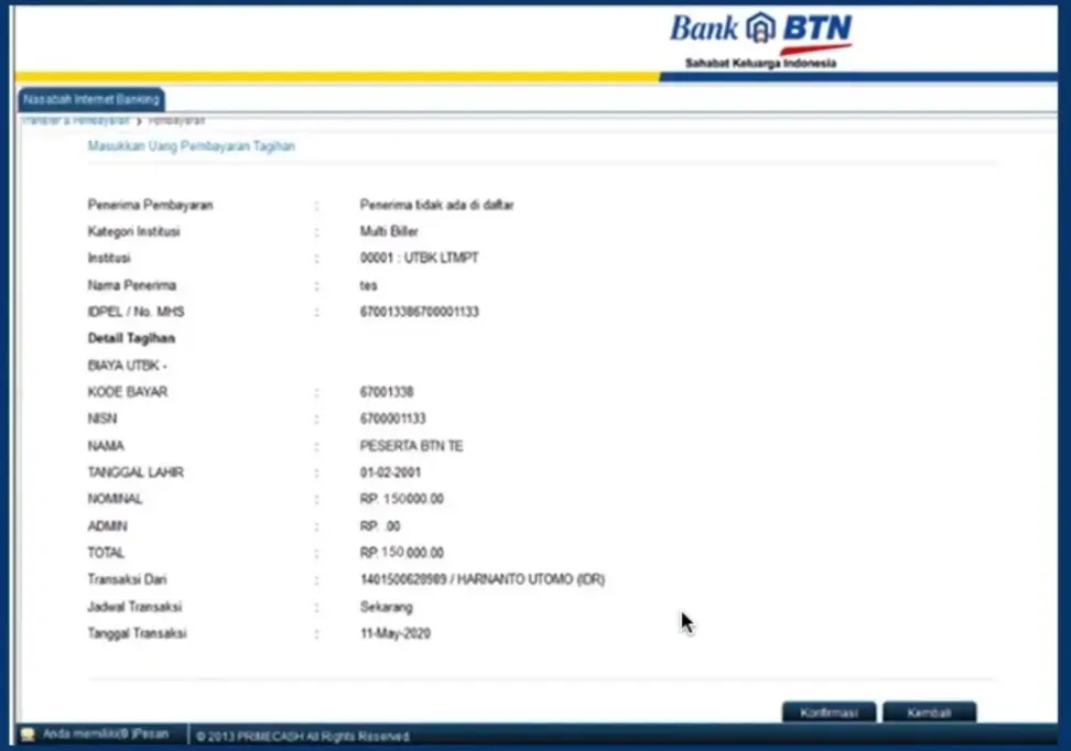Cara Bayar UTBK Lewat Internet Banking BTN (3).webp