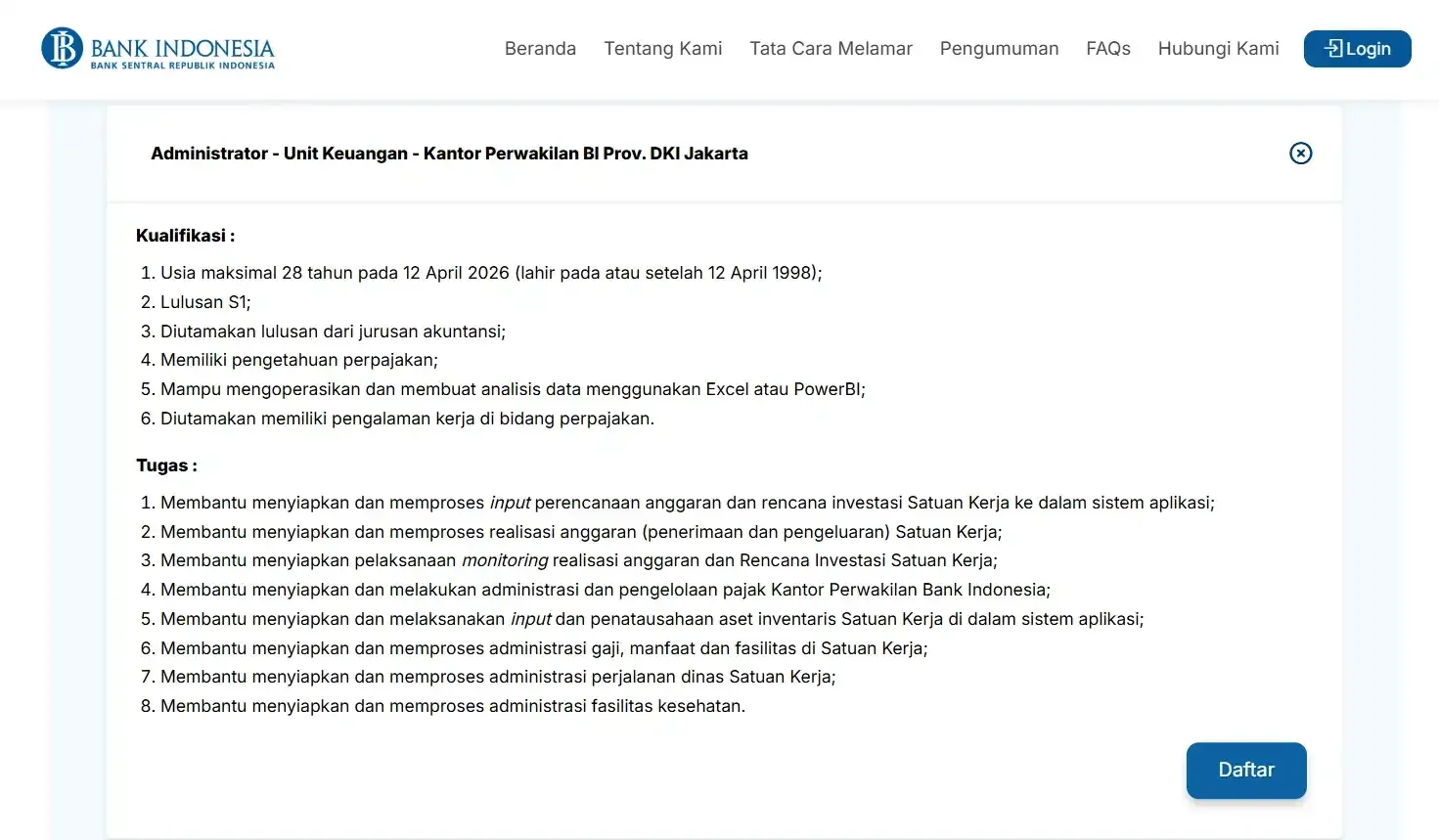 Cara Daftar Rekrutmen Special Hire & PKWT Bank Indonesia 2026.webp