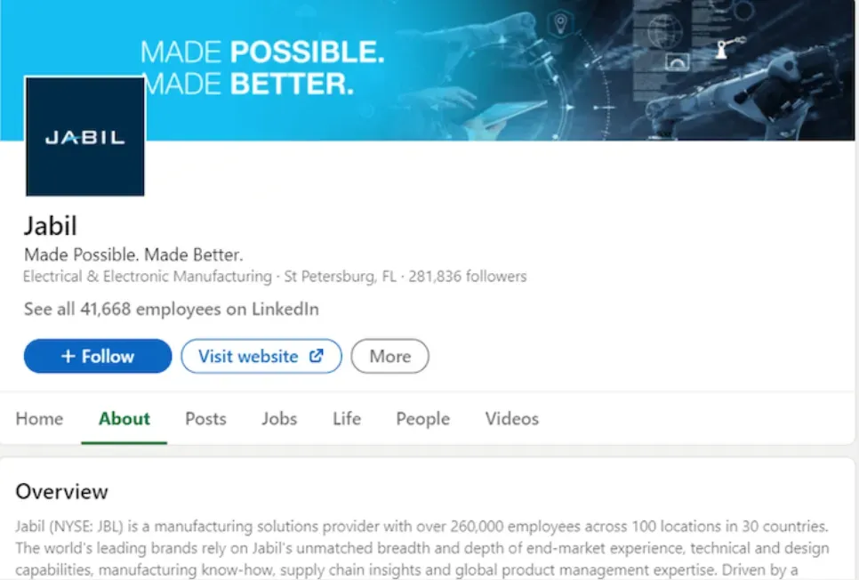 Contoh Akun Perusahaan di LinkedIn.webp