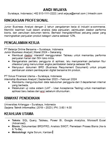 Contoh CV Business Analyst Junior.webp