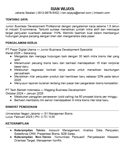 Contoh CV Business Development Junior.webp