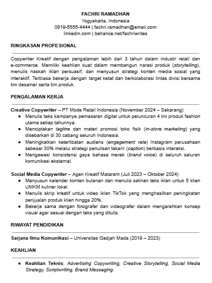 Contoh CV Copywriter Word.webp