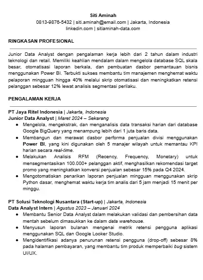 Contoh CV Data Analyst Junior.webp