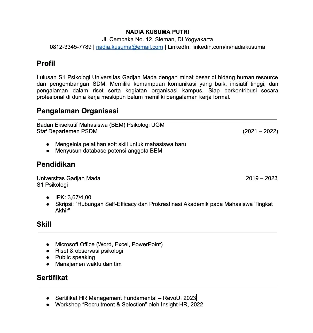 Contoh CV Fresh Graduate S1 Tanpa Pengalaman.webp