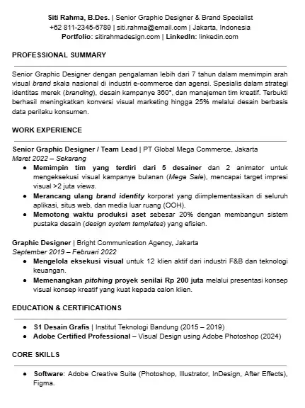 Contoh CV Graphic Designer Senior.webp