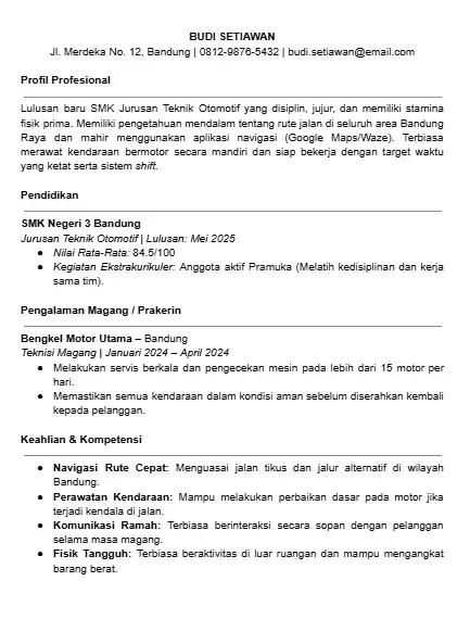 Contoh CV Kurir Fresh Graduate.webp