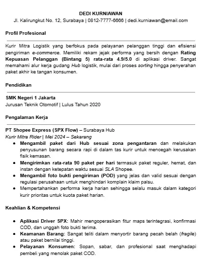 Contoh CV Kurir Shopee Express.webp