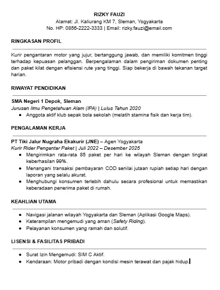 Contoh CV Kurir Word.webp