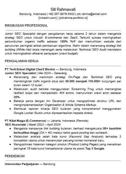 Contoh CV SEO Specialist Junior.webp