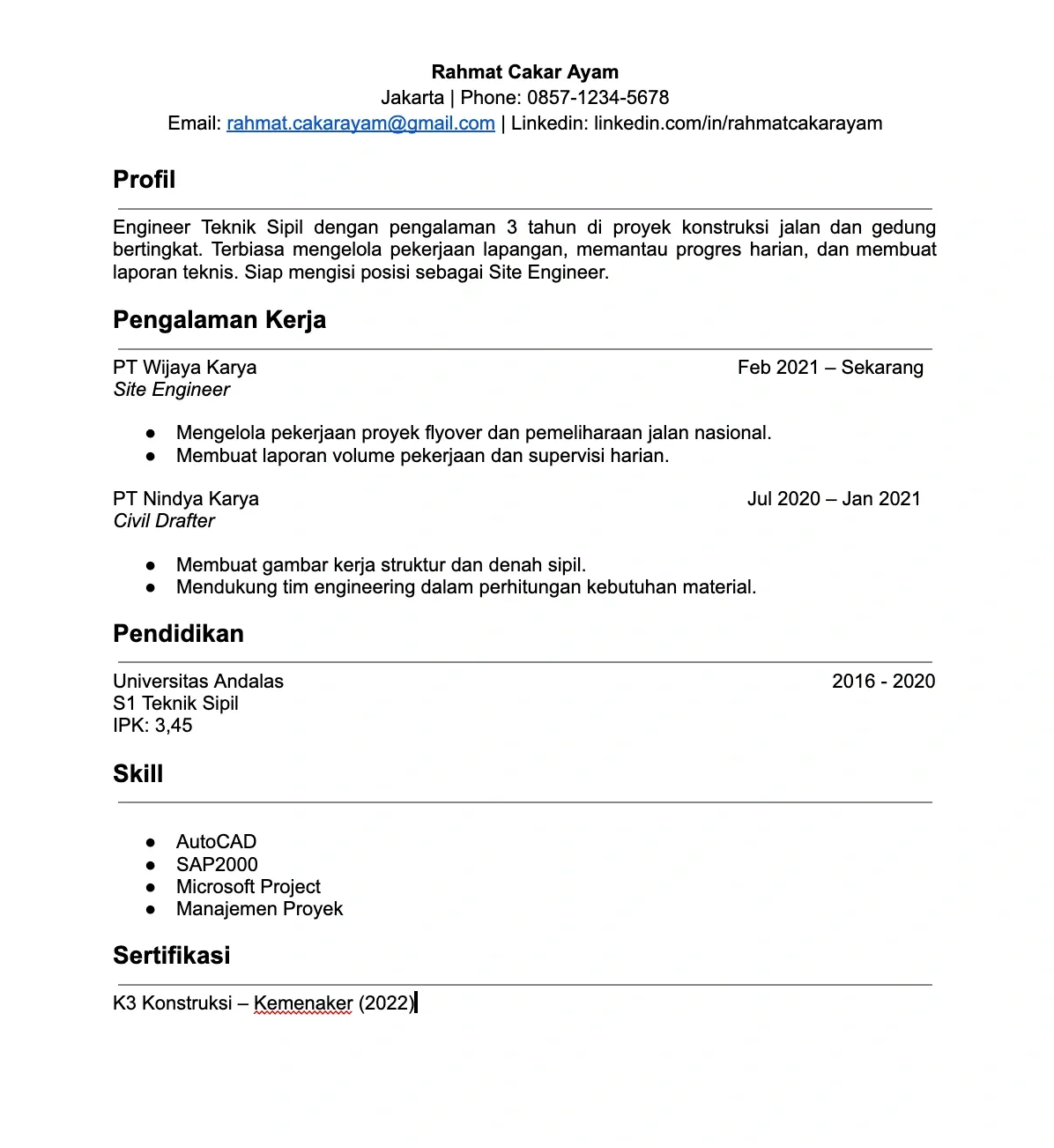 Contoh CV Teknik Sipil dengan Pengalaman Kerja.webp
