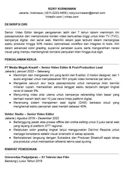 Contoh CV Video Editor Senior.webp
