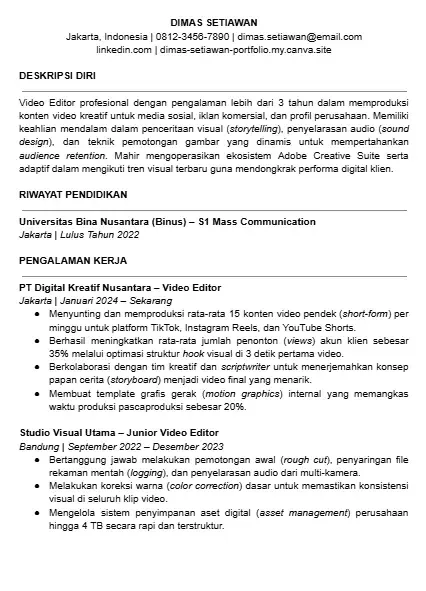 Contoh CV Video Editor dalam Bahasa Indonesia.webp