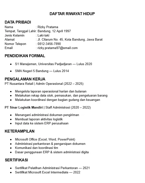 Contoh Daftar Riwayat Hidup Beserta Surat Lamaran Kerja.webp