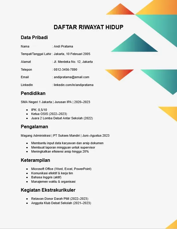 Contoh Daftar Riwayat Hidup Simple.webp
