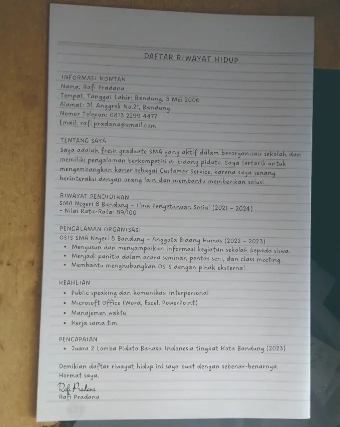 Contoh Daftar Riwayat Hidup Tulis Tangan Fresh Graduate.webp