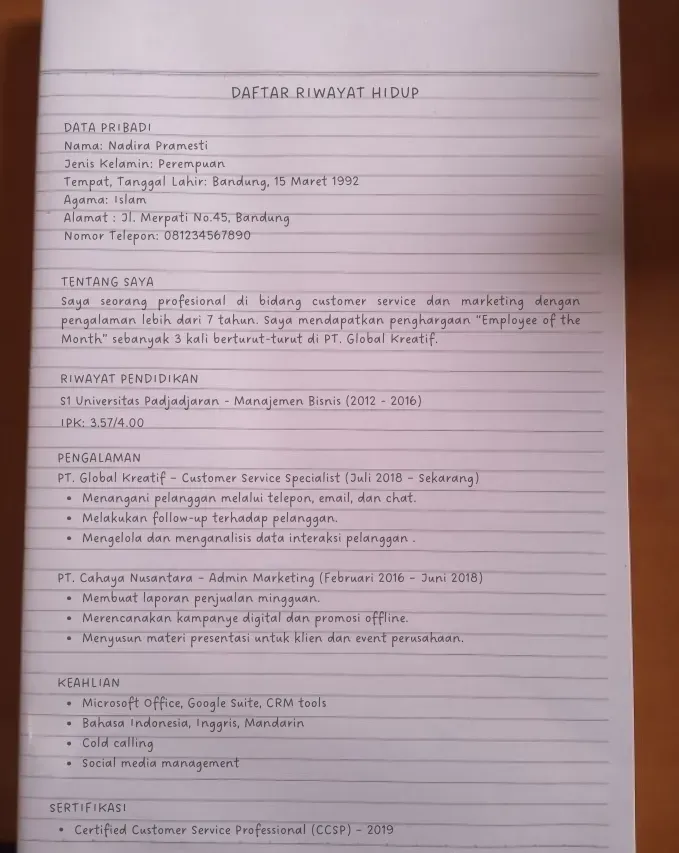 Contoh Daftar Riwayat Hidup Tulis Tangan untuk Melamar Kerja.webp