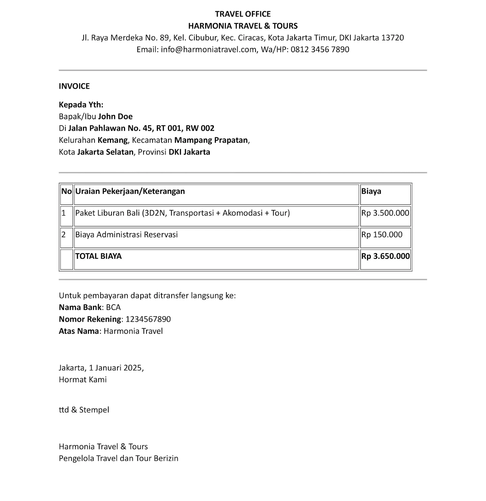 Contoh Invoice Pembayaran Word.webp