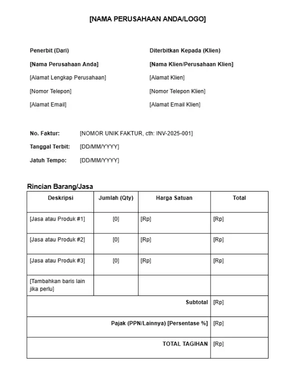 Contoh Invoice Simple Template Kosong.webp