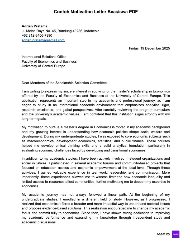 Contoh Motivation Letter Beasiswa PDF.webp
