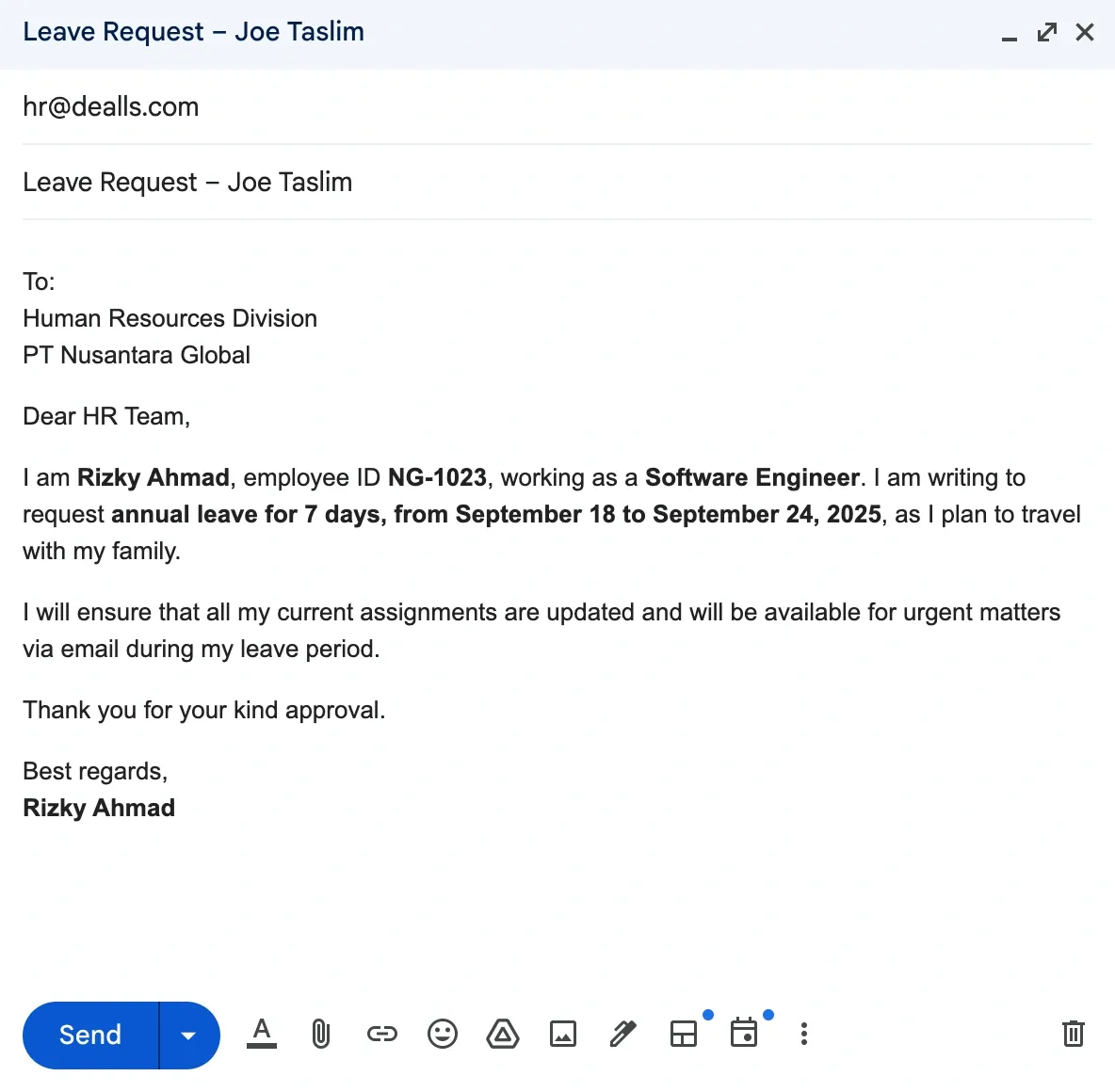Contoh Surat Cuti Kerja dalam Bahasa Inggris via Email.webp