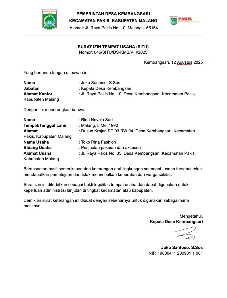 Contoh Surat Izin Tempat Usaha dari Desa.webp