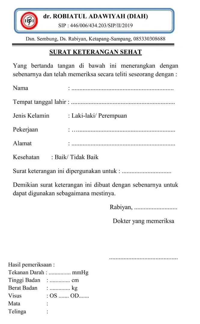 Contoh Surat Keterangan Sehat Format Digital Format Word.webp