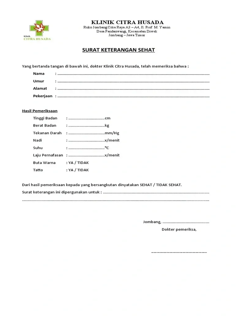Contoh Surat Keterangan Sehat dari Klinik.webp