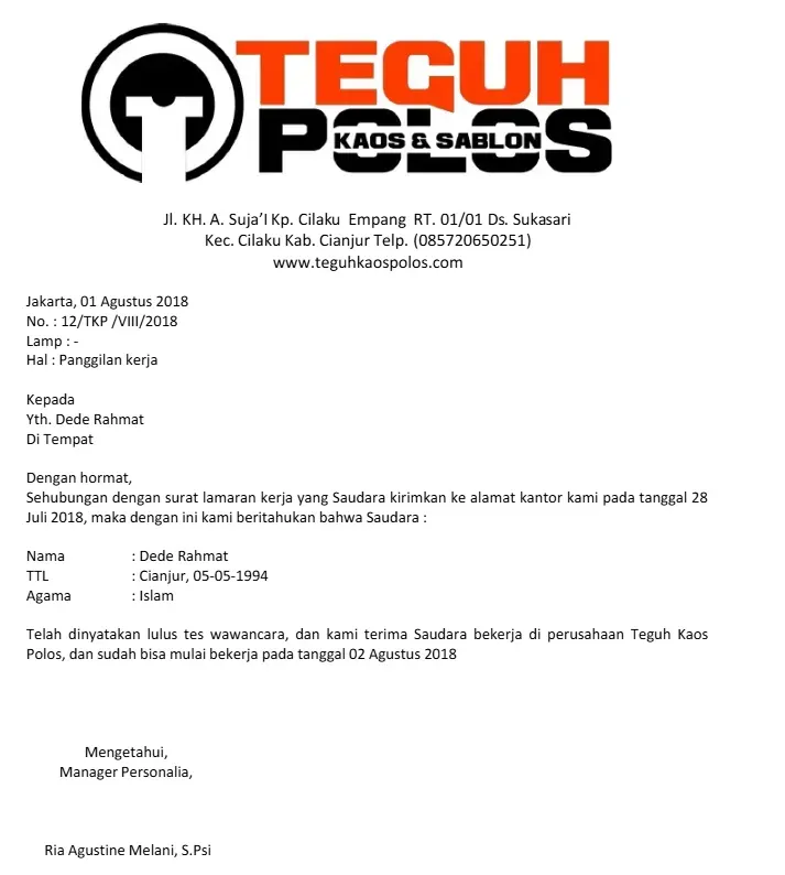 Contoh Surat Pemberitahuan Diterima Kerja.webp