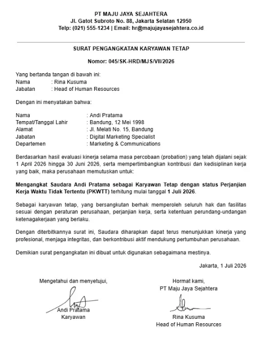Contoh Surat Pengangkatan Karyawan Tetap.webp