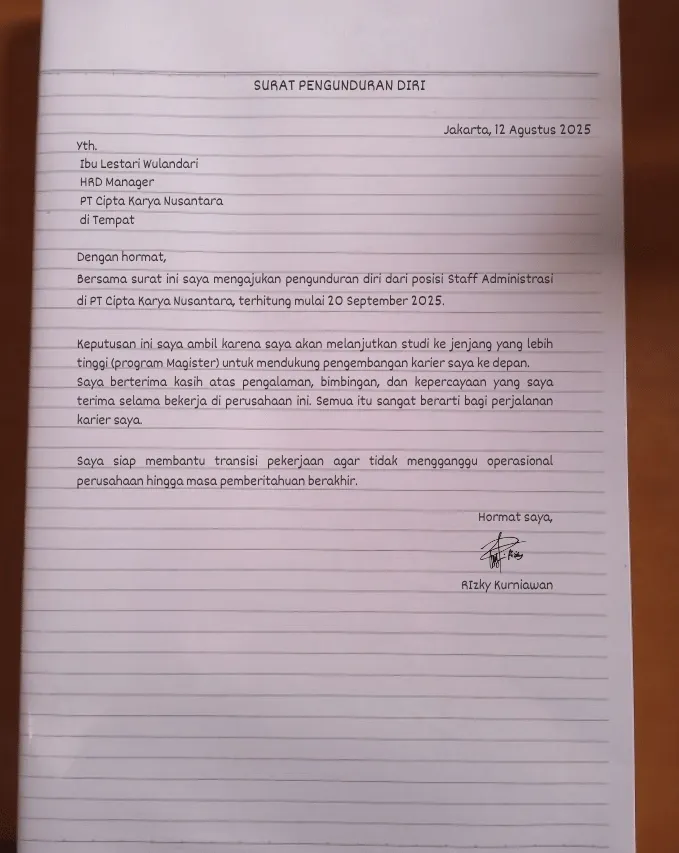 Contoh Surat Pengunduran Diri Tulis Tangan karena Melanjutkan Studi_Pendidikan 3.webp