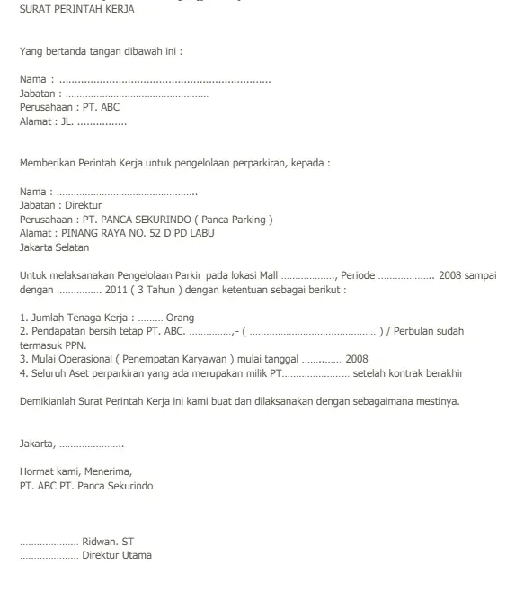 Contoh Surat Perintah Kerja Pengelolaan Parkir.webp
