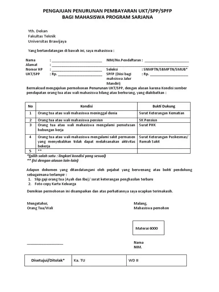 Contoh Surat Permohonan Keringanan UKT Karena Orang Tua Pensiun.webp