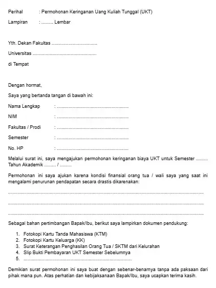 Contoh Surat Permohonan Keringanan UKT PDF.webp