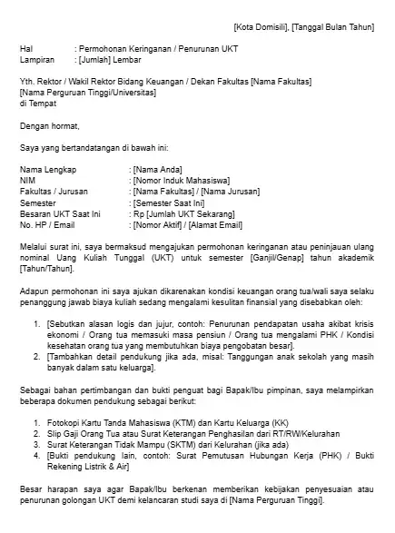 Contoh Surat Permohonan Keringanan UKT Word.webp