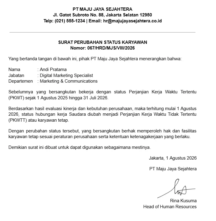 Contoh Surat Perubahan Status PKWT ke PKWTT.webp