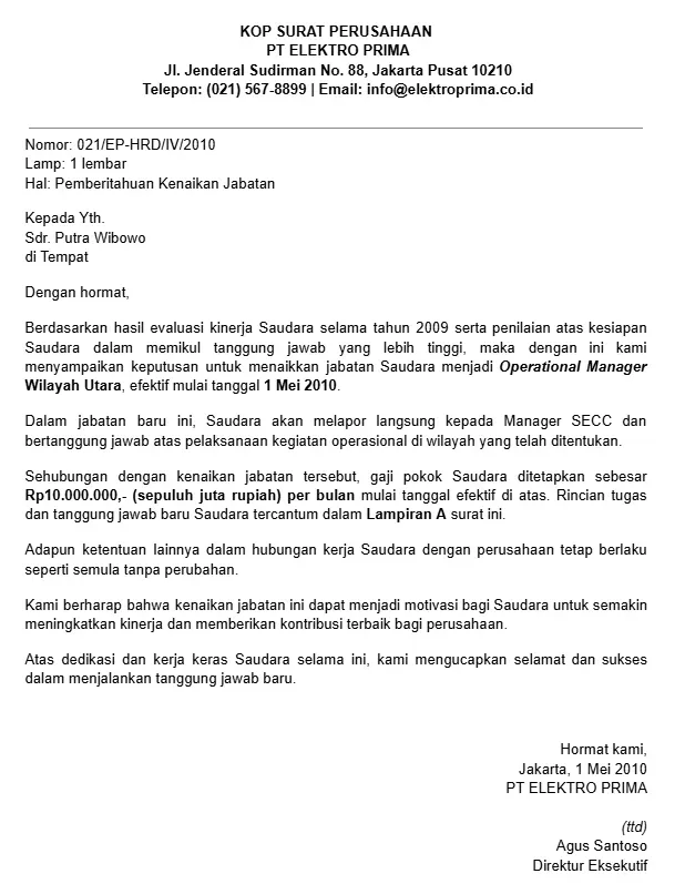 Contoh Surat Promosi Jabatan Karyawan Swasta.webp