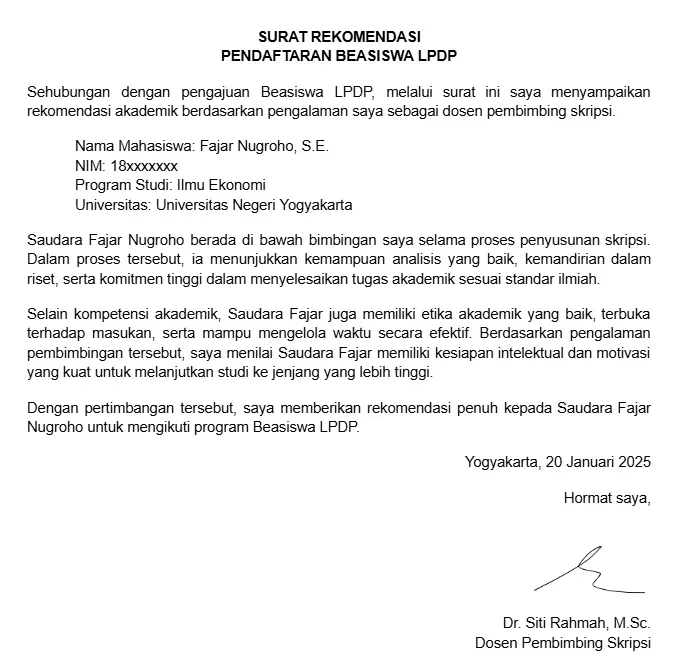 Contoh Surat Rekomendasi LPDP dari Dosen Pembimbing.webp