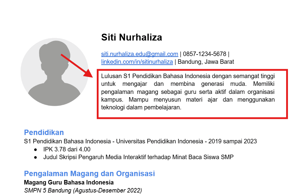 Contoh Tentang Saya di CV yang Benar