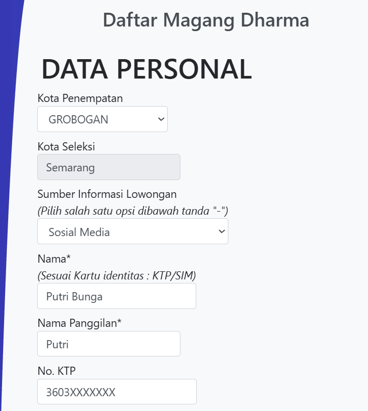 Daftar Magang Dharma Bank Jateng