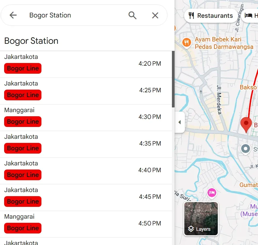 Jadwal KRL Bogor–Jakarta di Google Maps.webp